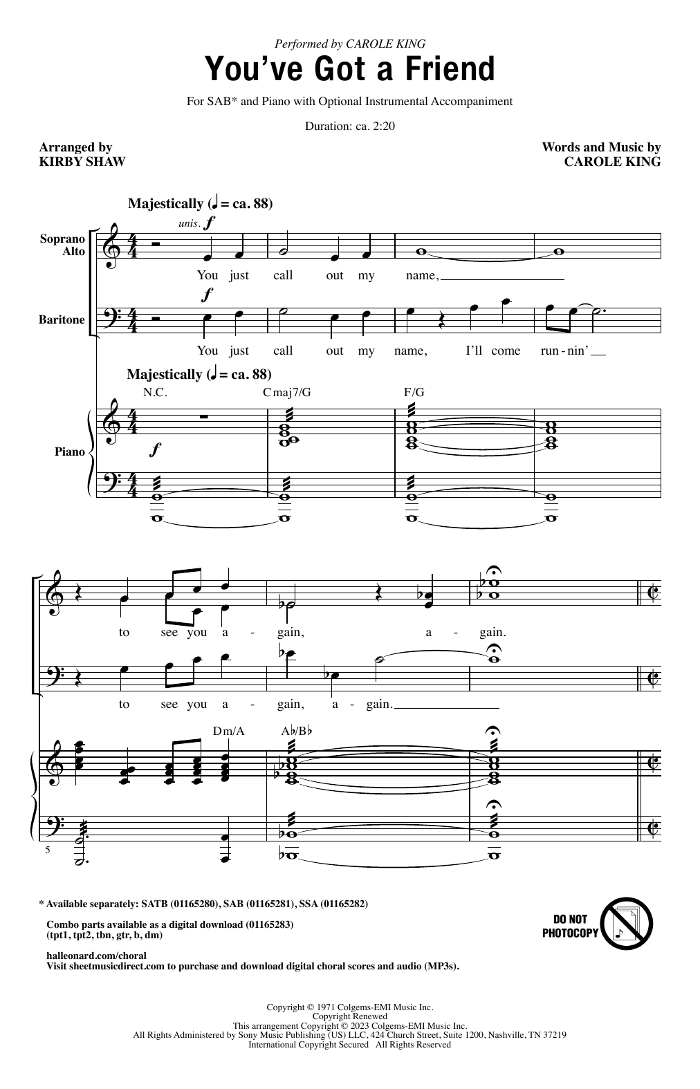 Product picture to: You've Got A Friend (arr. Kirby Shaw)