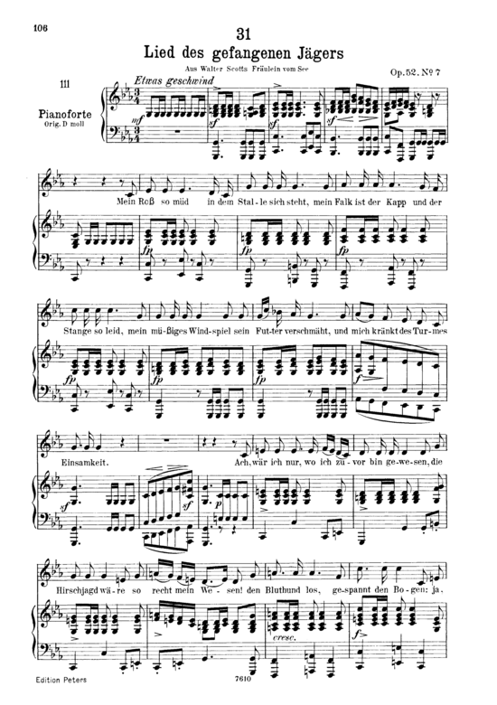 Product picture to: Lied des gefangenen Jäger's D.843Franz Schubert