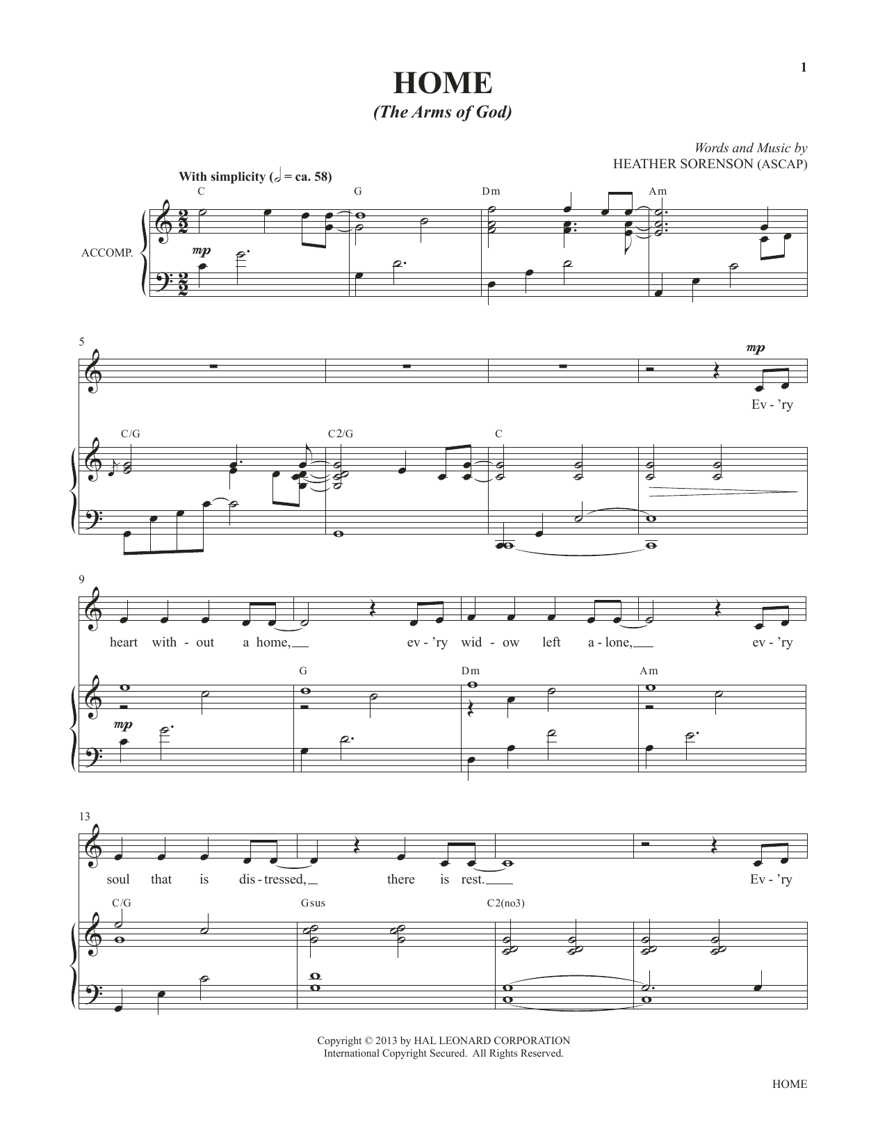 Product picture to: Home (The Arms Of God) (from My Alleluia: Vocal Solos for Worship)