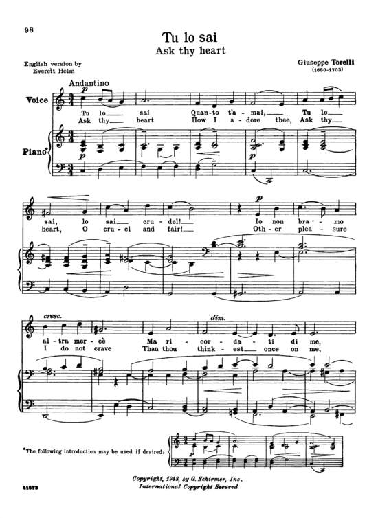 gallery: Tu lo sai, Parisotti, Alessandro, Low Voice and Piano