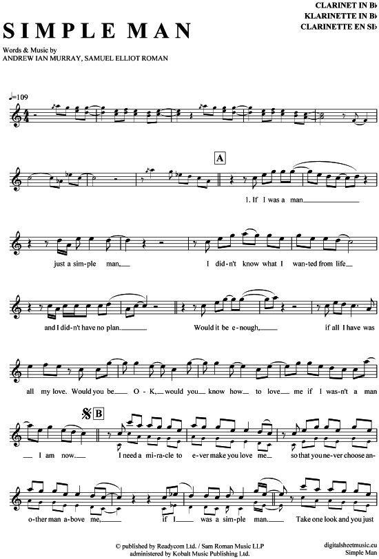 Product gallery: Page 1 of 4 Simple Man , Kümmert, Andreas, Clarinet in B-flat