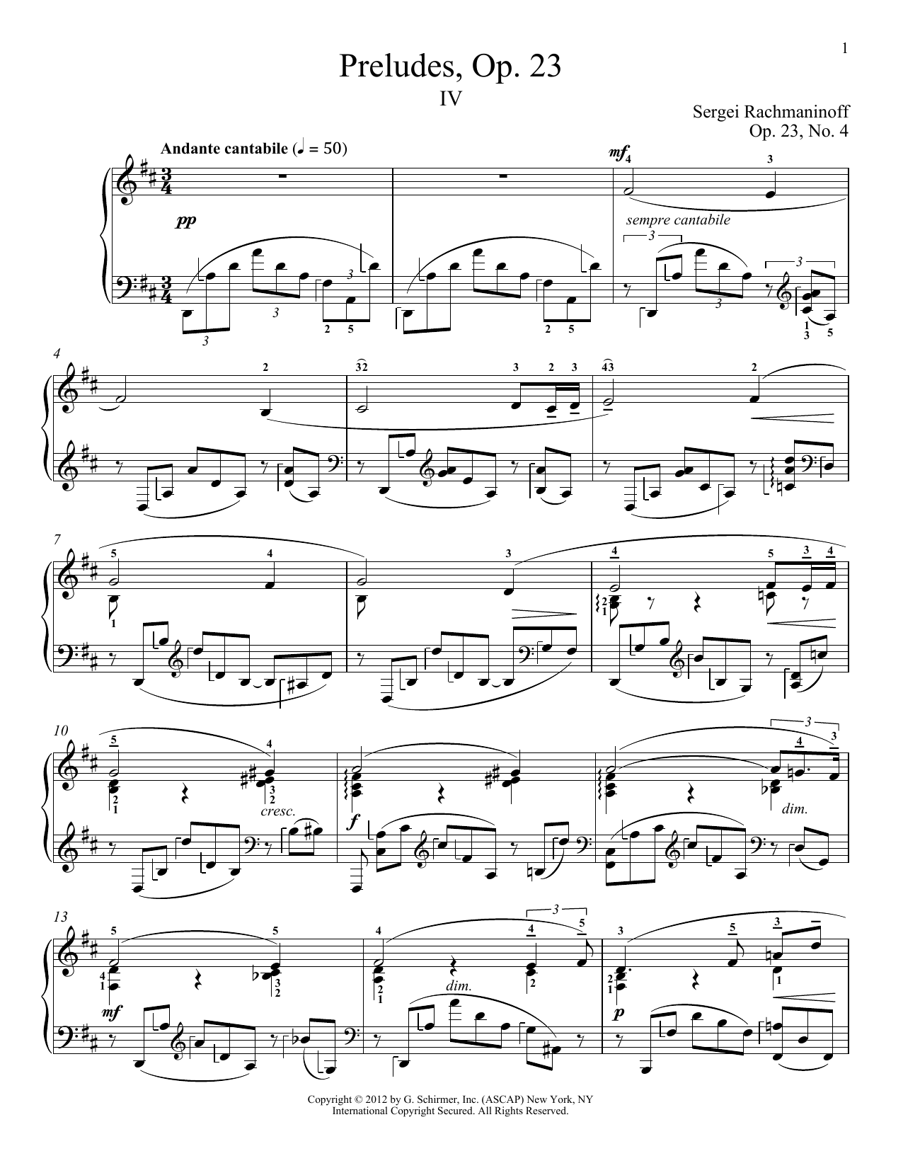 Product gallery: Page 1 of 1 Prelude In D Major, Op. 23, No. 4, Sergei Rachmaninoff