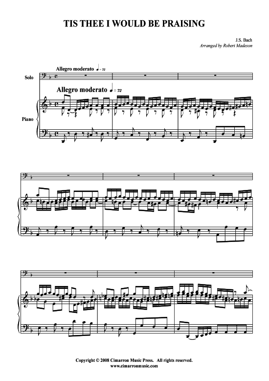 Product picture to: Ich will nur dir zu Ehren leben J. S. Bach