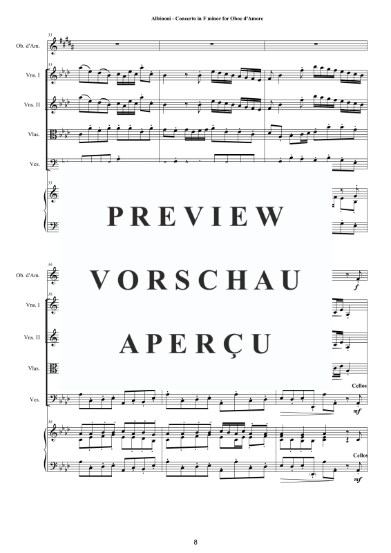 Product gallery: Page 9 of 11 Concerto in F-Moll Op.9, , Oboe D'Amore Solo, String Ensemble, and Harpsichord (Bc)