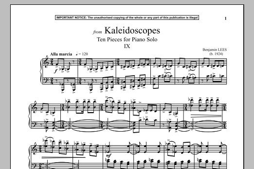 Product gallery: Page 1 of 1 Kaleidoscopes, Ten Pieces For Piano Solo, IX., Benjamin Lees