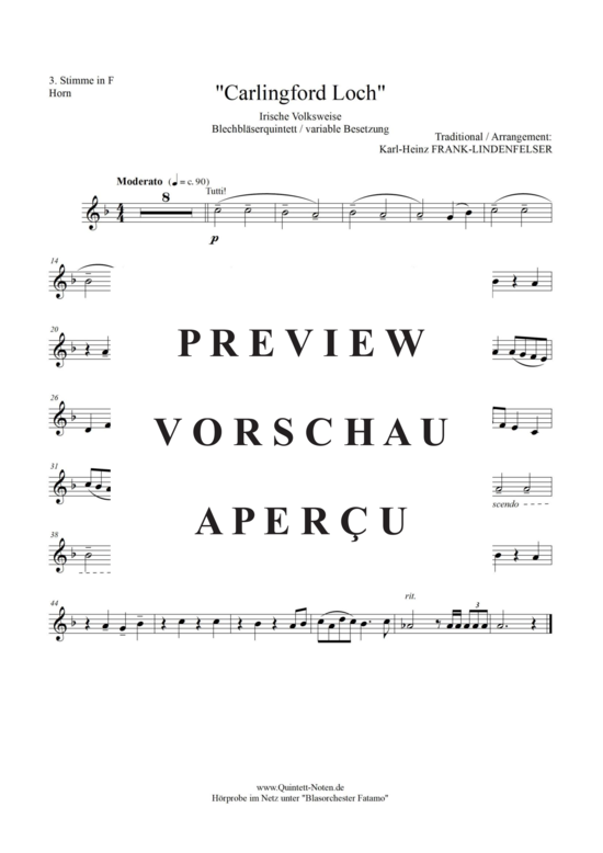 Produktgalerie: Seite 17 von 17 Carlingford Loch , Blasorchester Fatamo, (Blechbläser Quintett - flexible Besetzung)