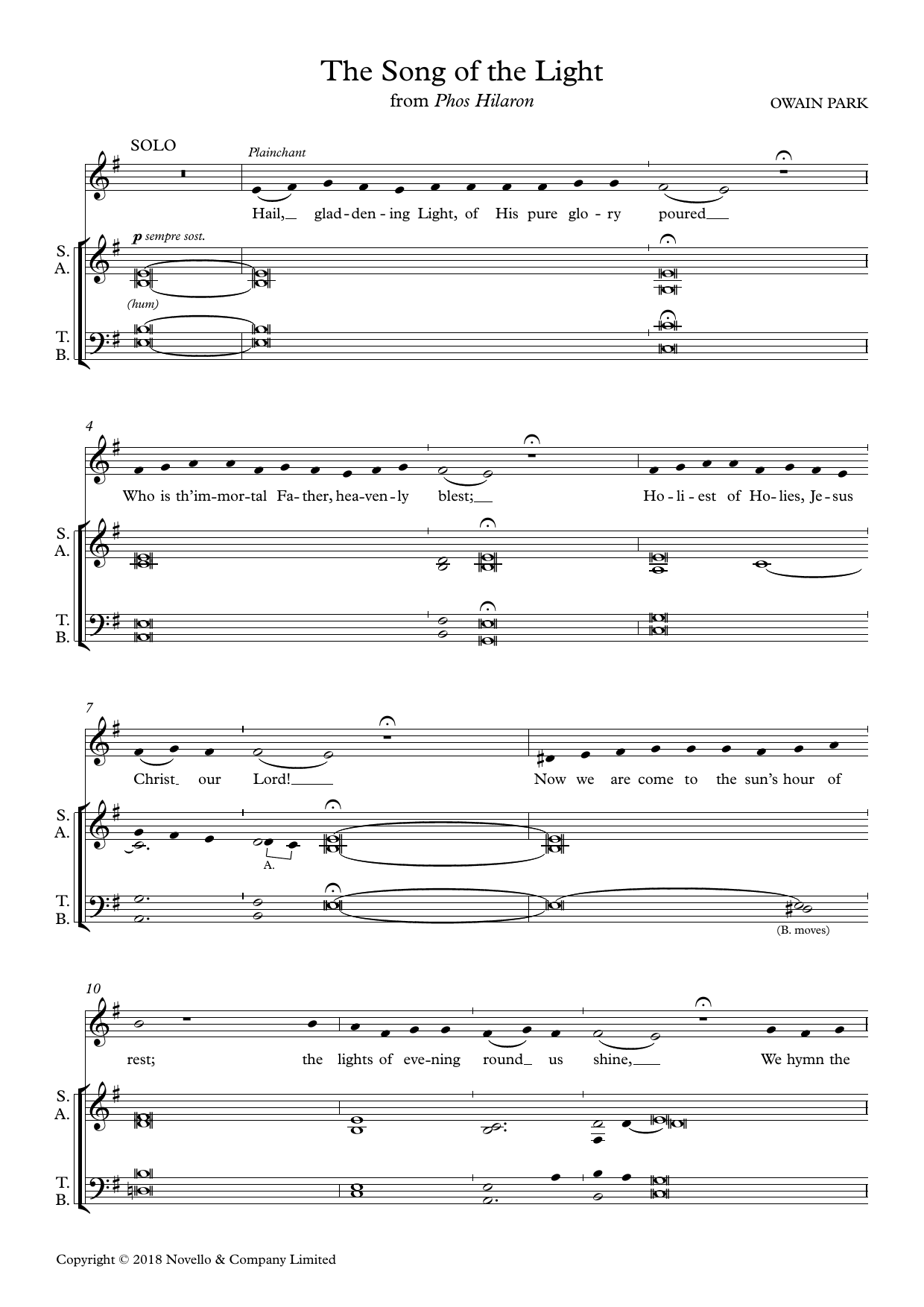 Product picture to: The Song Of The Light (from Phos Hilaron)
