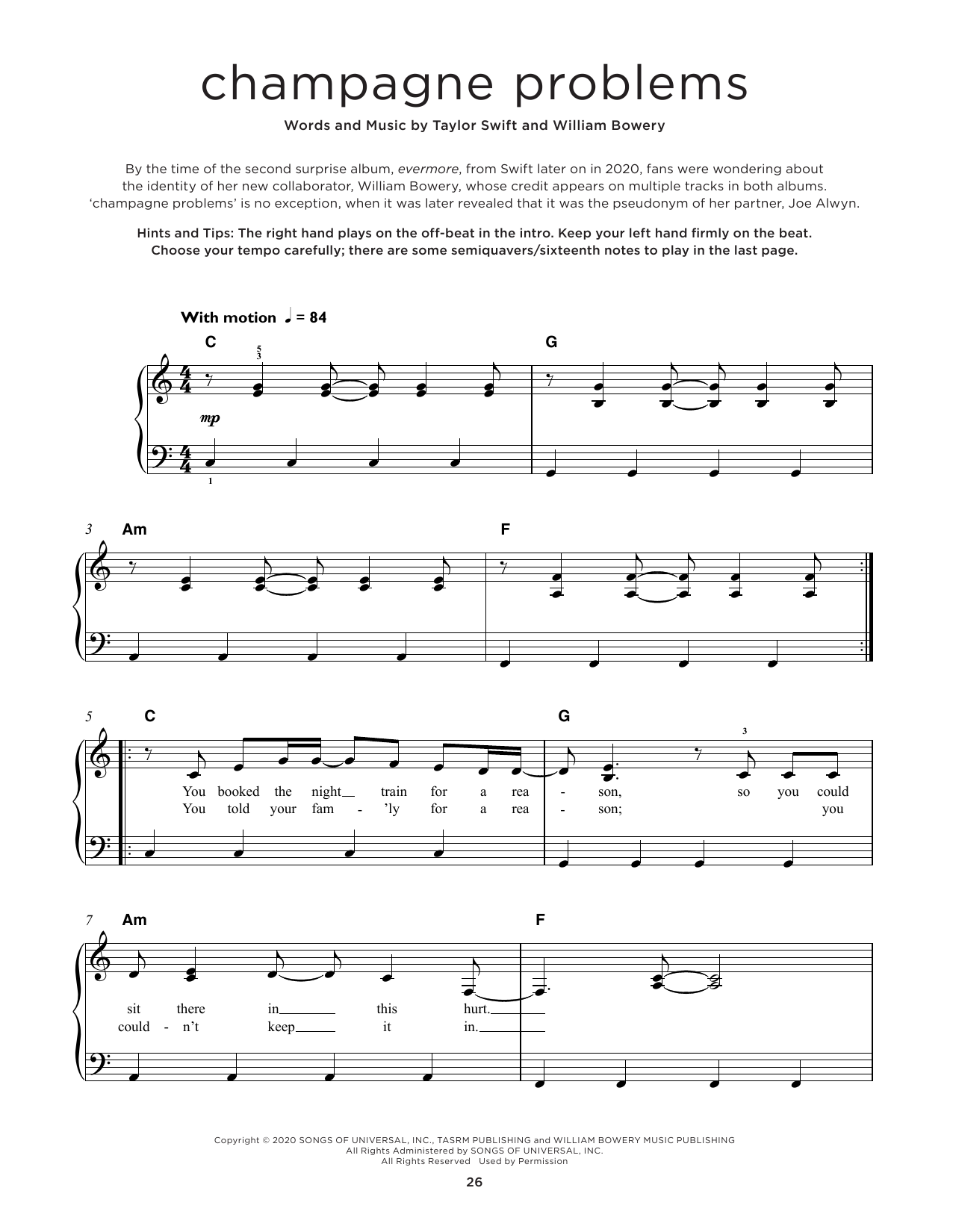 Produktgalerie: Seite 1 von 1 champagne problems, Taylor Swift, Klavier