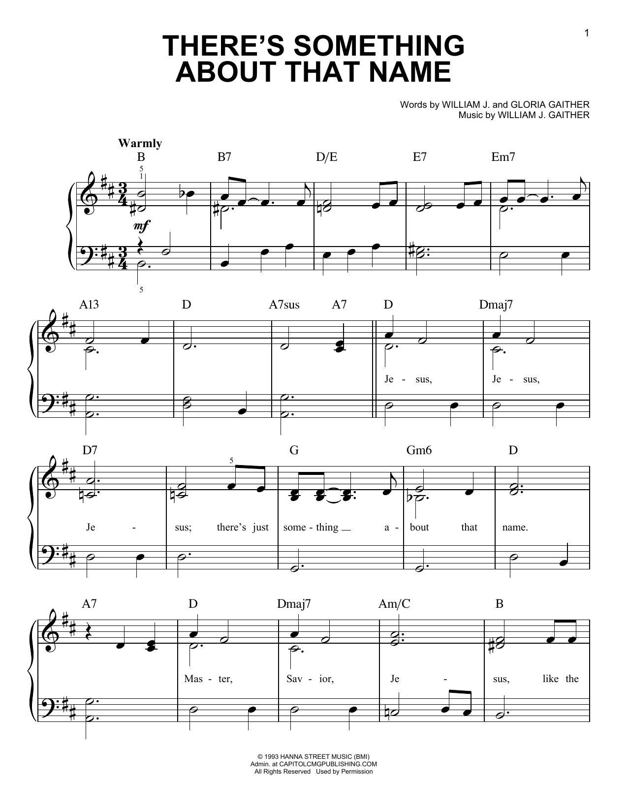 There's Something About That Name (Bill & Gloria Gaither) | Sheet Music ...