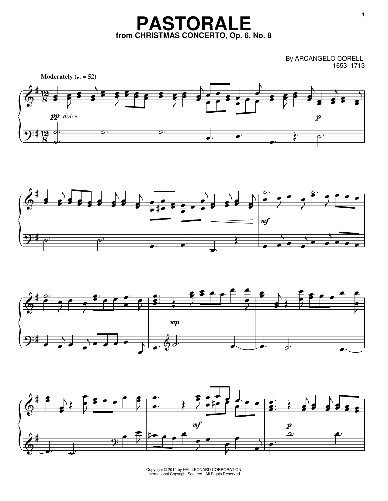 Pastorale (Arcangelo Corelli) | Sheet Music: Piano Solo | PDF Download