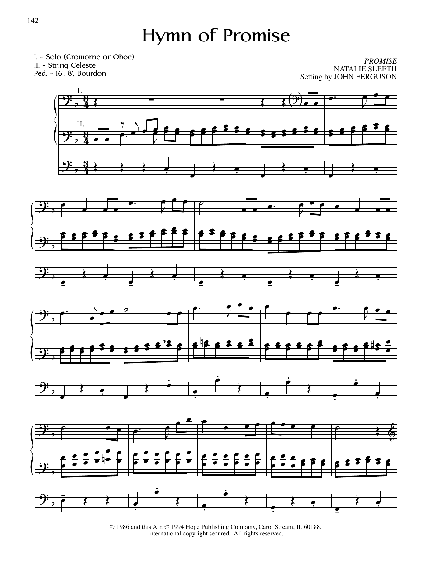 Hymn of Promise (JOHN FERGUSON) | Sheet Music: Organ | PDF Download