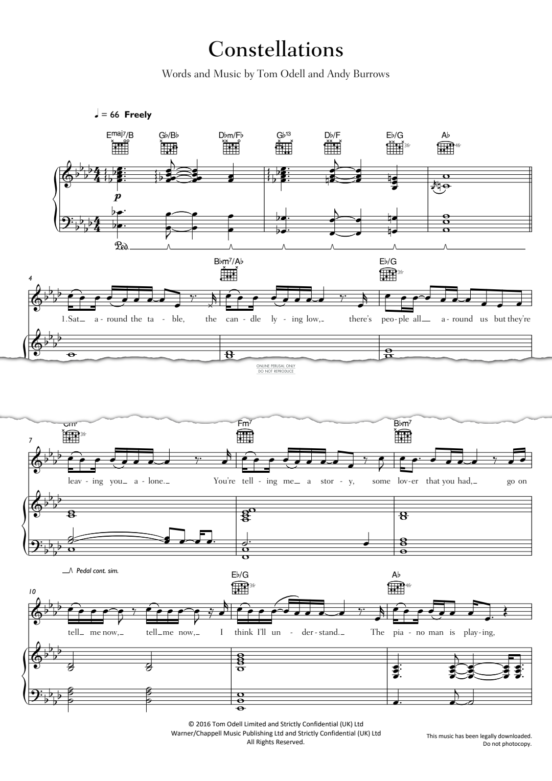 Constellations (Tom Odell) | Sheet Music: Guitar, Piano, Voice | PDF ...