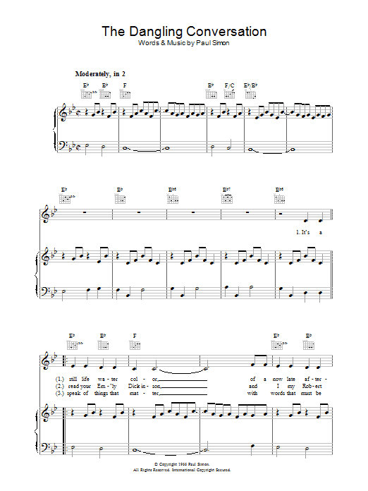 The Dangling Conversation (Simon & Garfunkel) | Sheet Music: Piano ...