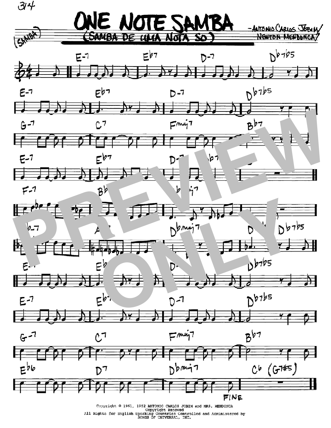 One Note Samba (Samba De Uma Nota So) (Antonio Carlos Jobim) | Sheet ...