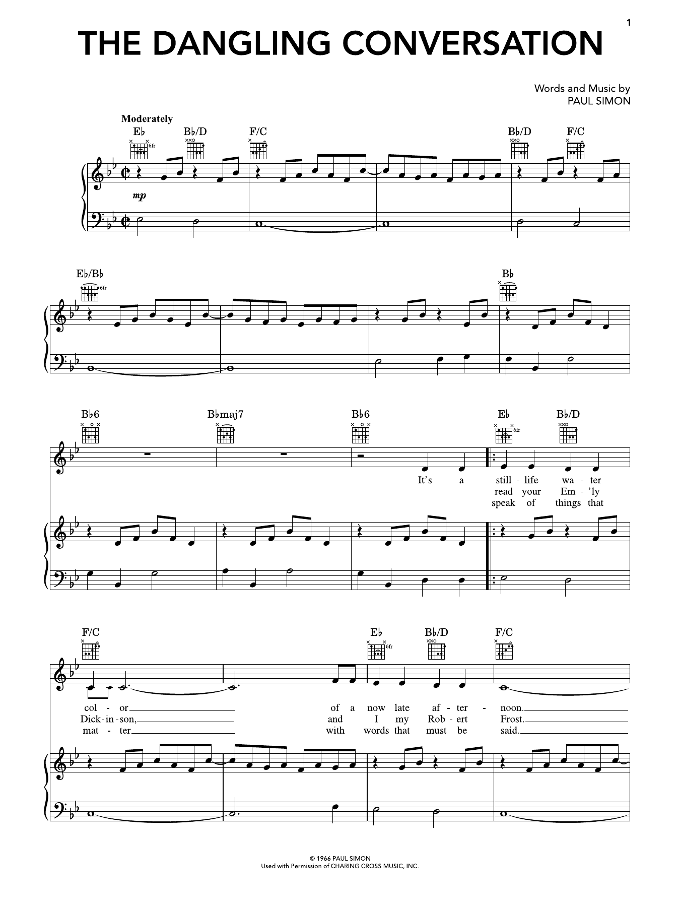 The Dangling Conversation (Simon & Garfunkel) | Sheet Music: Piano ...