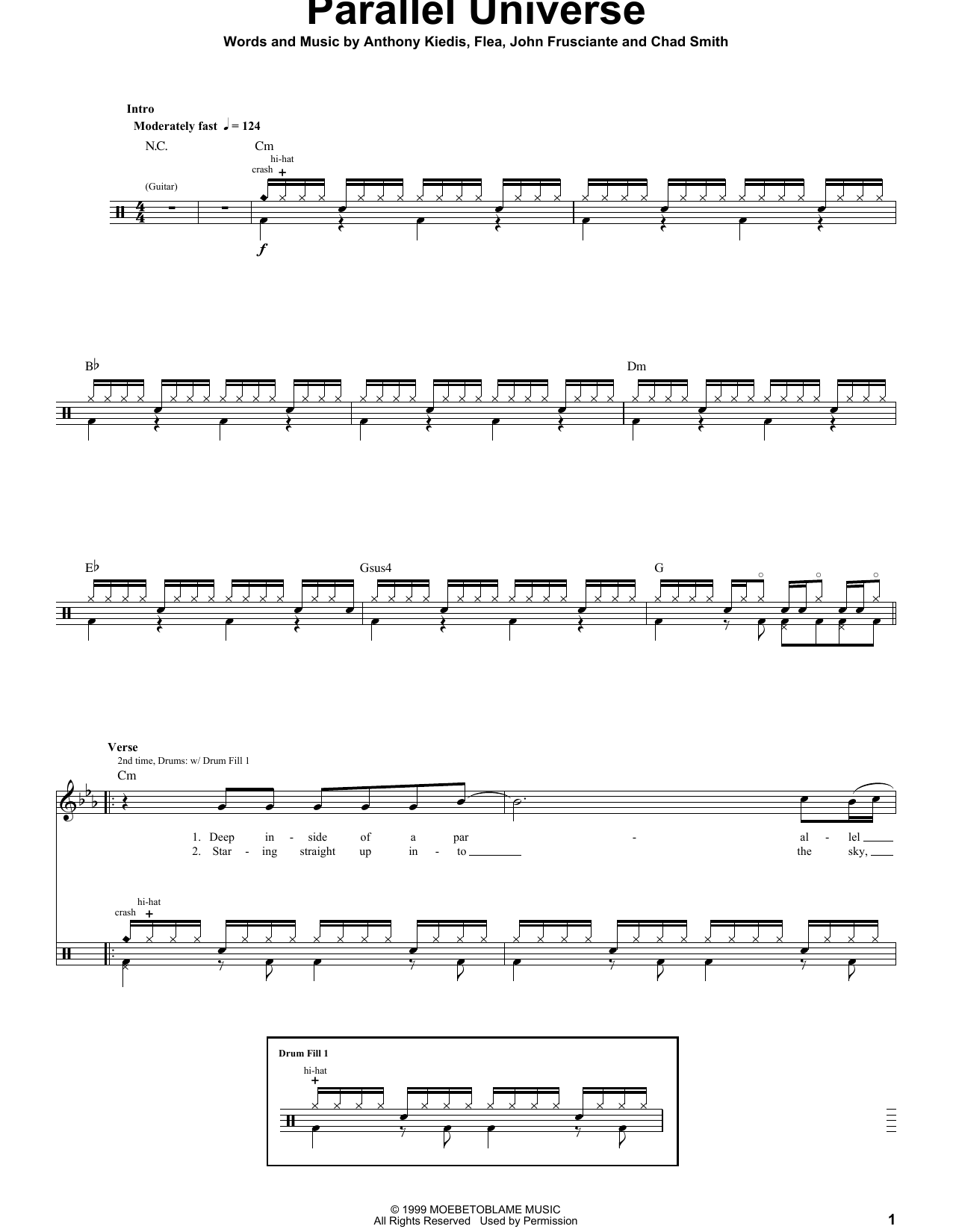 Parallel Universe (Red Hot Chili Peppers) | Sheet Music: Drums ...