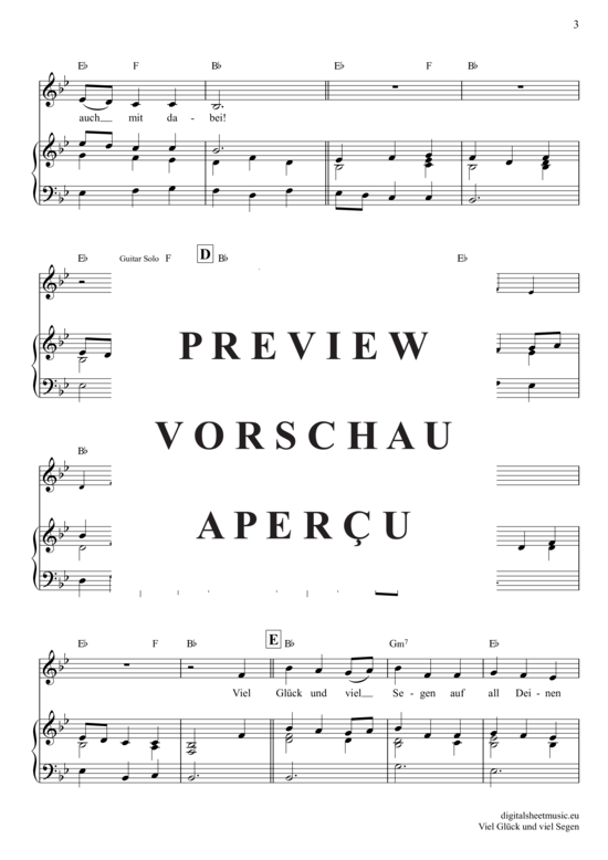 Viel Glück Und Viel Segen Noten von Volkslied 7070899 notendownload