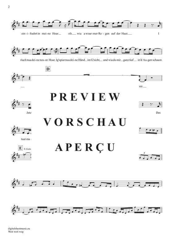 Weit, Weit Weg sheet music by Hubert Von Goisern 7111183 notendownload