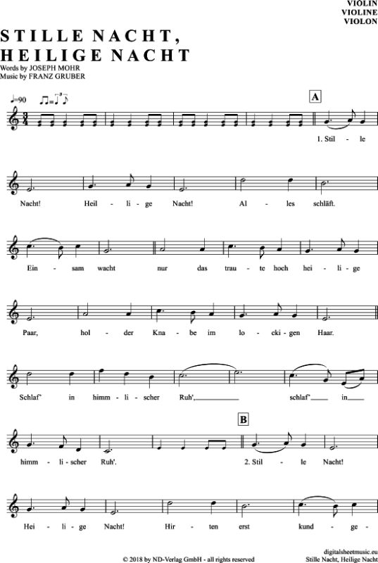 Stille Nacht, Heilige Nacht - Noten von Weihnachten - 7130954