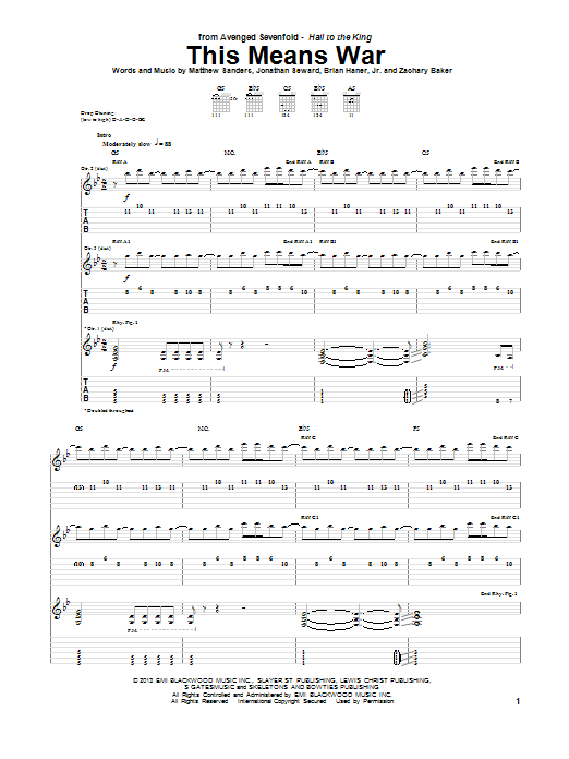 This Means War (Avenged Sevenfold) | Sheet Music: Guitar Tab | PDF Download