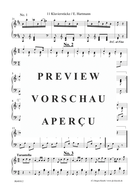 Klavierstücke No.1 - Noten von Amalia Emma Sophie Hartmann - JK4010 ...