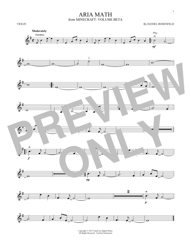Aria Math (from Minecraft) (C418) | Sheet Music: Violin Solo | PDF Download
