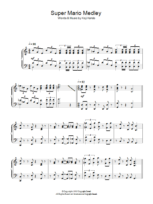 Super Mario Bros Theme (Koji Kondo) | Sheet Music: Piano Solo | PDF ...