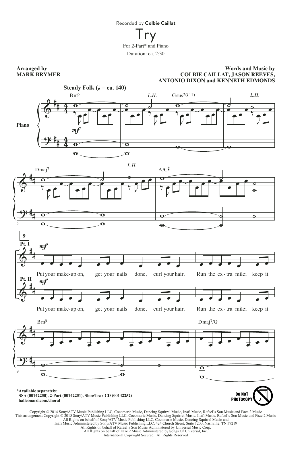 Try (Mark Brymer) | Sheet Music: 2-Part Choir | PDF Download