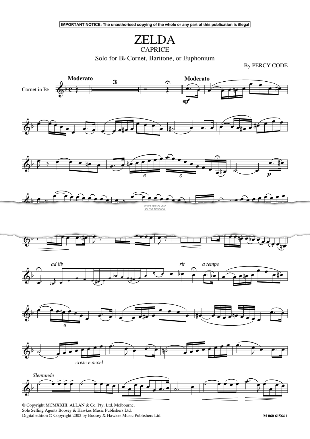 Zelda Caprice (Percy Code) | Sheet Music: Piano, Cornet | PDF Download