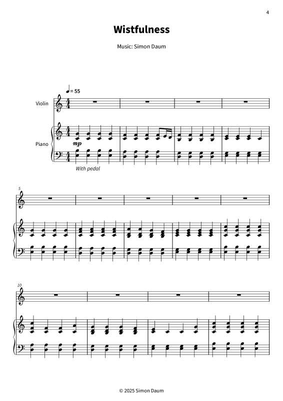 Wistfulness - Noten von Simon Daum - 4251133777796 | notendownload